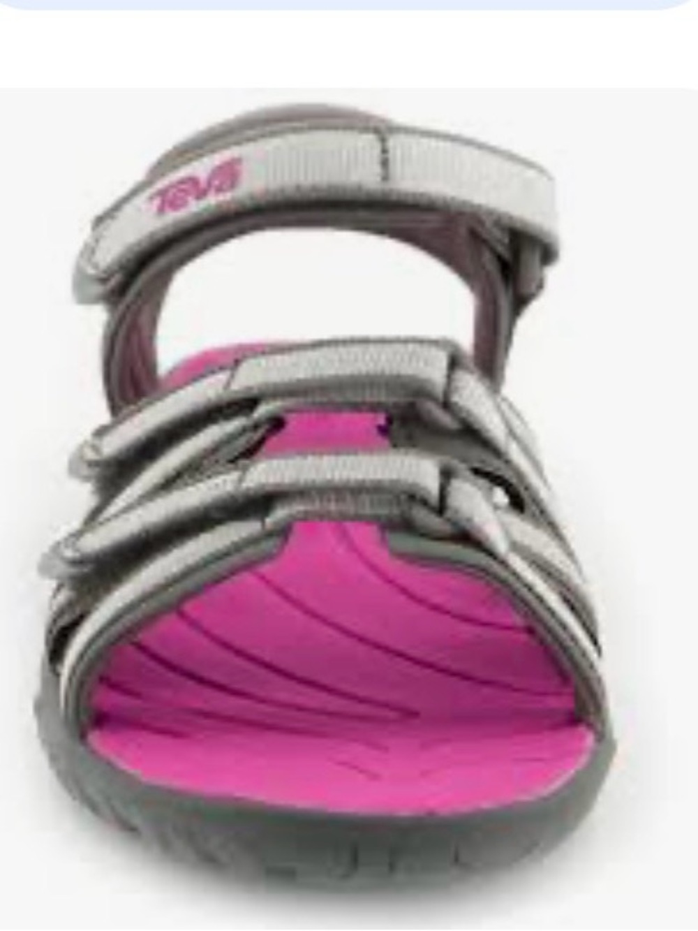 Teva Kids Silver Strappy Sandal with Pink Footbed